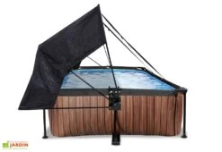 EXIT TOYS Piscine Hors Sol Tubulaire Rectangulaire – 220 X 150 X 65 Cm + Ombrage -Hevea Jardin Magasin piscine tubulaire effet bois exit toys voile ombrage