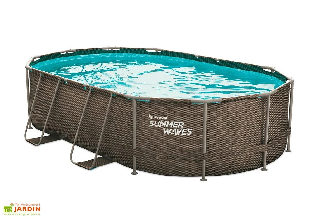 Summer Waves Piscine Hors-sol Tubulaire Ovale - 4,88 X 3,05 X 1,07 M – PVC Aspect Tressé 2 Summer Waves Piscine Hors-sol Tubulaire Ovale - 4,88 X 3,05 X 1,07 M – PVC Aspect Tressé – Image 2