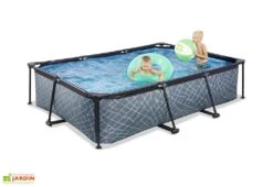 EXIT TOYS Piscine Hors Sol Tubulaire Rectangulaire – 300 X 200 X 65 Cm + Ombrage -Hevea Jardin Magasin piscine tubulaire rectangulaire exit toys enfant grise