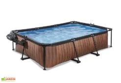 EXIT TOYS Piscine Hors Sol Tubulaire Rectangulaire – 220 X 150 X 65 Cm + Dôme -Hevea Jardin Magasin piscine tubulaire wood dome ouvert exit toys