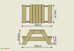 Table De Pique-nique En Bois Pour Enfant Avec Bac à Sable – Early Fun -Hevea Jardin Magasin plan dimensions table jardin pique nique