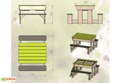 Table De Pique-nique Pour Enfant Avec Bac à Sable – 79 X 100 X 53 Cm 7 Table De Pique-nique Pour Enfant Avec Bac à Sable – 79 X 100 X 53 Cm -Hevea Jardin Magasin plan dimensions table pique nique enfant