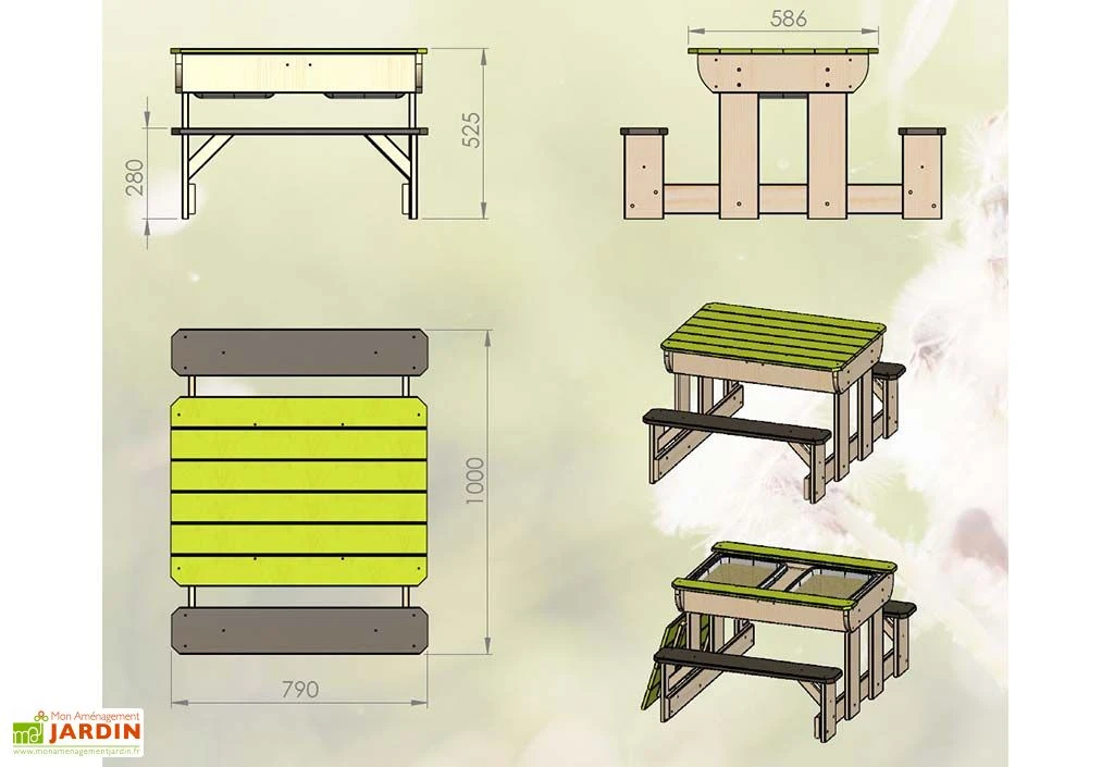 Table De Pique-nique Pour Enfant Avec Bac à Sable – 79 X 100 X 53 Cm 4 Table De Pique-nique Pour Enfant Avec Bac à Sable – 79 X 100 X 53 Cm – Image 4