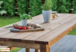 Table De Jardin En Bois Autoclave 200 Cm + 2 Bancs – Daugavpils -Hevea Jardin Magasin plateau table jardin bois ekju 253654