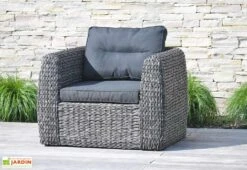 Salon De Jardin Bahamas : 1 Banquette + 2 Fts + 1 Table + 1 Desserte -Hevea Jardin Magasin salon de jardin aluminium resine tressee fauteuil