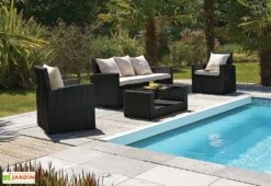 Salon De Jardin En Résine Tressée : 1 Canapé + 2 Fts + 1 Table Basse -Hevea Jardin Magasin salon de jardin resine tressee 1