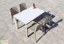 Salon De Jardin : 1 Table Aluminium 120 X 80 Cm + 4 Chaises – Park