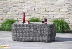 Salon De Jardin Bahamas : 1 Banquette + 2 Fts + 1 Table + 1 Desserte -Hevea Jardin Magasin salon de jardin table basse aluminium resine tressee