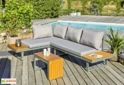 Salon De Jardin Modulable 4 Places En Aluminium Et Acacia - Tokyo