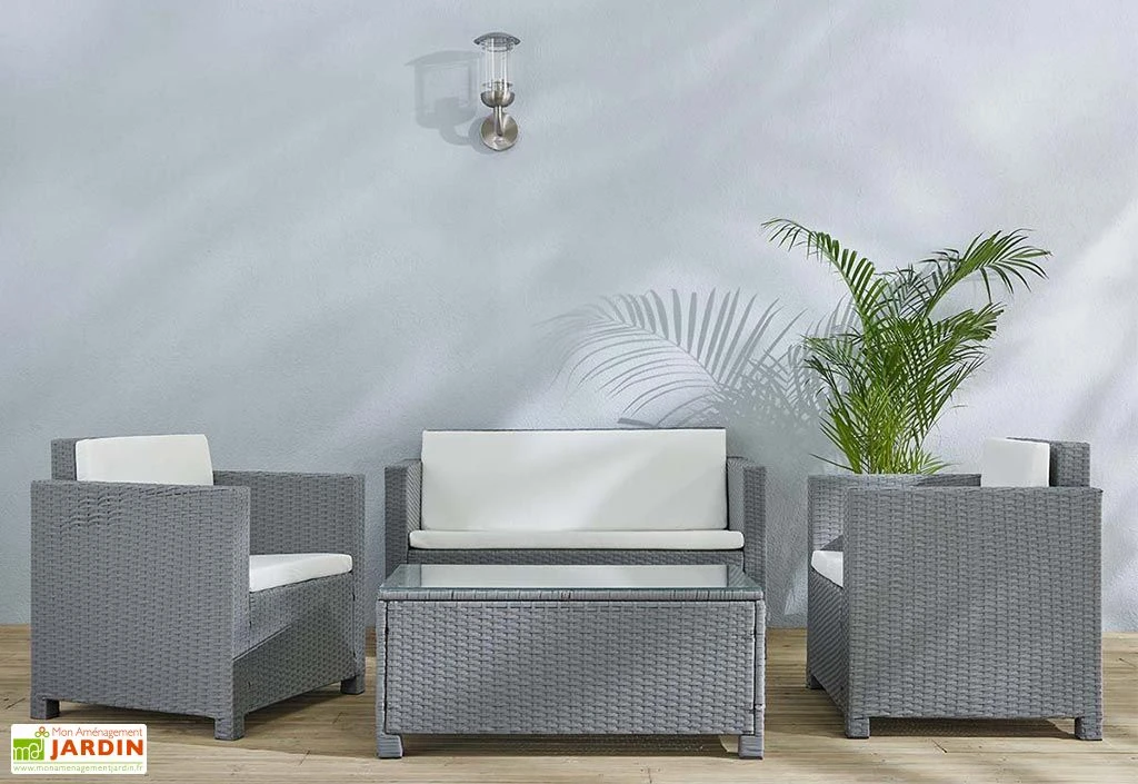 Salon De Jardin 4 Places En Aluminium Et Résine Tressée - Belem 4 Salon De Jardin 4 Places En Aluminium Et Résine Tressée - Belem – Image 4