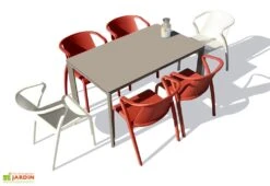 Salon De Jardin : 1 Table Aluminium 160 X 90 Cm + 6 Fauteuils – Fado -Hevea Jardin Magasin salon jardin 6 personnes aluminium taupe
