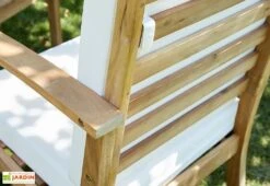 Salon De Jardin 6 Places Acacia – 1 Canapé, 1 Table Basse 2 Fauteuils -Hevea Jardin Magasin salon jardin acacia blanc 2