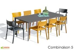 Salon De Jardin : 1 Table 200 X 90 Cm + 6 Chaises + 2 Fauteuils – Town -Hevea Jardin Magasin salon jardin alu 8 places gris anthracite jaune 1