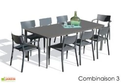 Salon De Jardin : 1 Table 200 X 90 Cm + 6 Chaises + 2 Fauteuils – Town -Hevea Jardin Magasin salon jardin alu 8 places gris anthracite 1 1