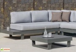 Hevea Salon De Jardin En Aluminium Anastacia Blanc + Coussins Gris Marinland -Hevea Jardin Magasin salon jardin aluminium anastacia 1 canape angle 1 table basse 2