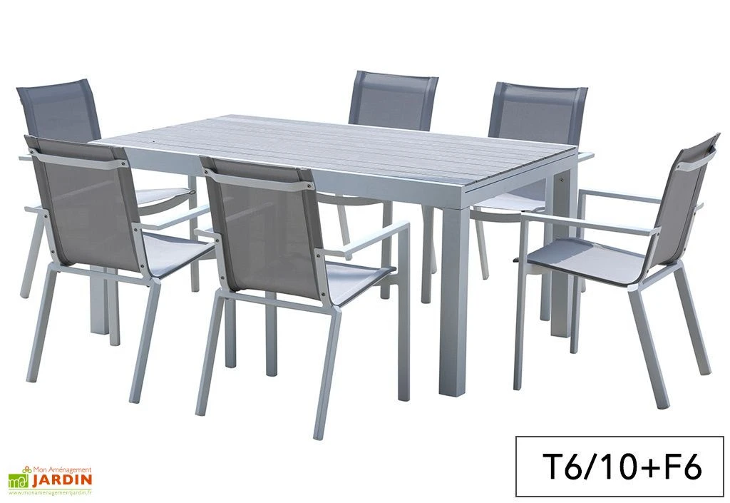 Salon De Jardin Aluminium Tulum Blanc Et Aspect Bois (TB + FT) 2 Salon De Jardin Aluminium Tulum Blanc Et Aspect Bois (TB + FT) – Image 2