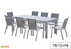 Salon De Jardin Aluminium Tulum Blanc Et Aspect Bois (TB + FT) 6 Salon De Jardin Aluminium Tulum Blanc Et Aspect Bois (TB + FT) -Hevea Jardin Magasin salon jardin aluminium blanc effet bois table rallonge fauteuils 2