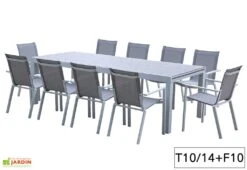 Salon De Jardin Aluminium Tulum Blanc Et Aspect Bois (TB + FT) 7 Salon De Jardin Aluminium Tulum Blanc Et Aspect Bois (TB + FT) -Hevea Jardin Magasin salon jardin aluminium blanc effet bois table rallonge fauteuils 3