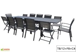 Salon De Jardin Aluminium Modulo Gris Anthracite (TB + FT + CH) -Hevea Jardin Magasin salon jardin aluminium gris anthracite modulo 4 12 personnes chaise fauteuil 5