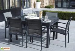 Salon De Jardin Modulo : Table Extensible + 6 Fauteuils Gris