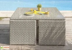 Salon De Jardin En Aluminium Et Résine Tressée Oceane Lunch – 8 Places -Hevea Jardin Magasin salon jardin aluminium resine tressee 8 places oceane lunch 4
