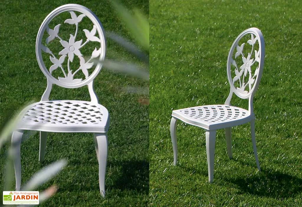 Salon De Jardin En Aluminium Versailles : 1 Table + 6 Chaises 3 Salon De Jardin En Aluminium Versailles : 1 Table + 6 Chaises – Image 3