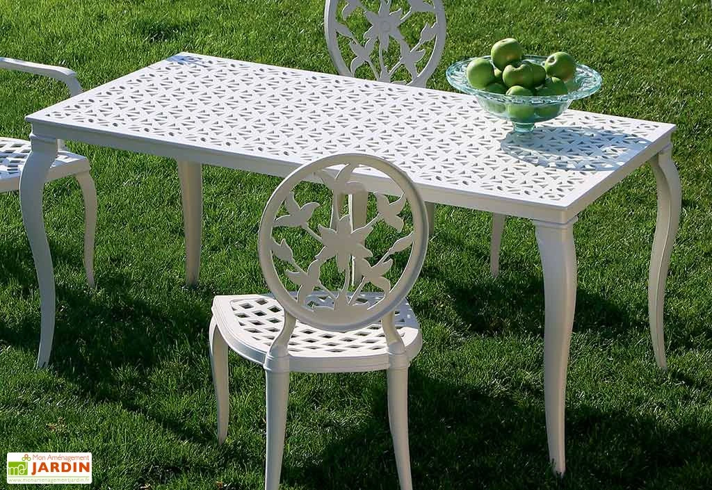 Salon De Jardin En Aluminium Versailles : 1 Table + 6 Chaises 2 Salon De Jardin En Aluminium Versailles : 1 Table + 6 Chaises – Image 2