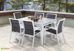 Salon De Jardin Aluminium : Table Extensible 135/270 Cm + Fauteuils 11 Salon De Jardin Aluminium : Table Extensible 135/270 Cm + Fauteuils -Hevea Jardin Magasin salon jardin aluminium wilsa 600320