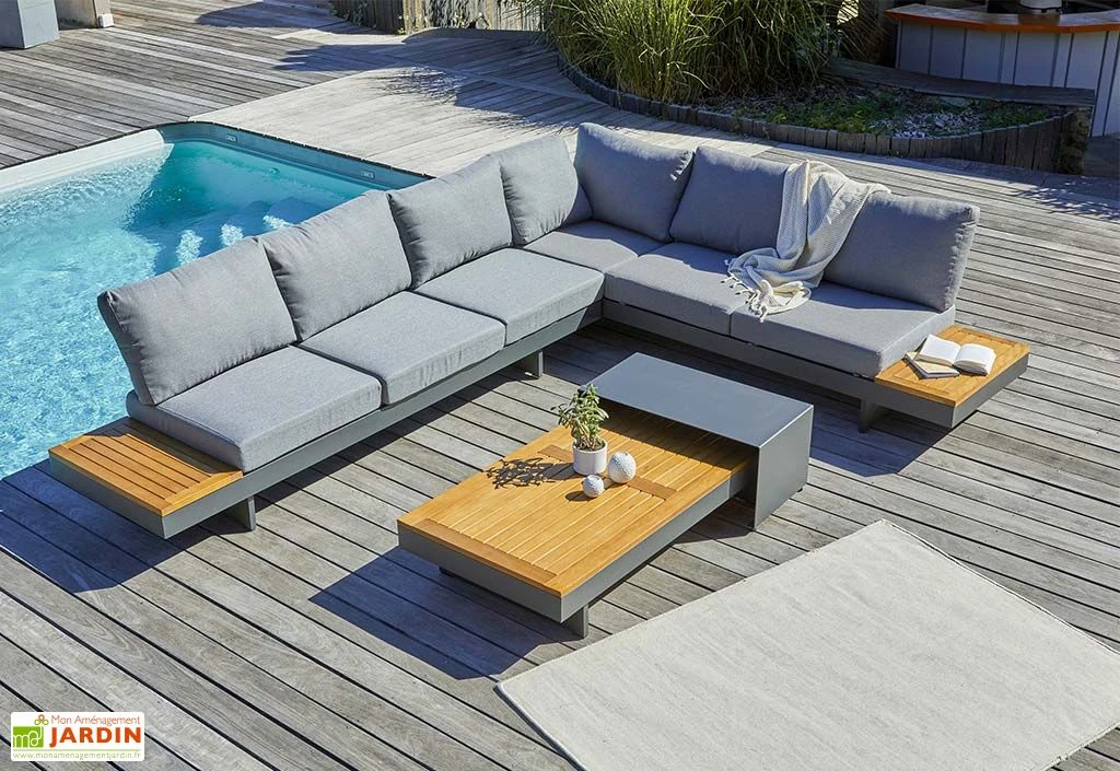 Salon De Jardin 6 Places En Aluminium Et Acacia - Vanuatu 1 Salon De Jardin 6 Places En Aluminium Et Acacia - Vanuatu