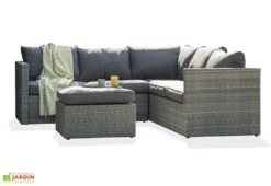 Salon De Jardin En Résine Tressée : Deux Canapés 3 Pl + 2 Pl + 1 Table -Hevea Jardin Magasin salon jardin bas resine tressee