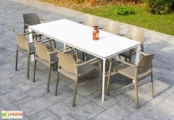 Salon De Jardin : 1 Table Aluminium 200 X 90 Cm + 8 Fauteuils – Dock
