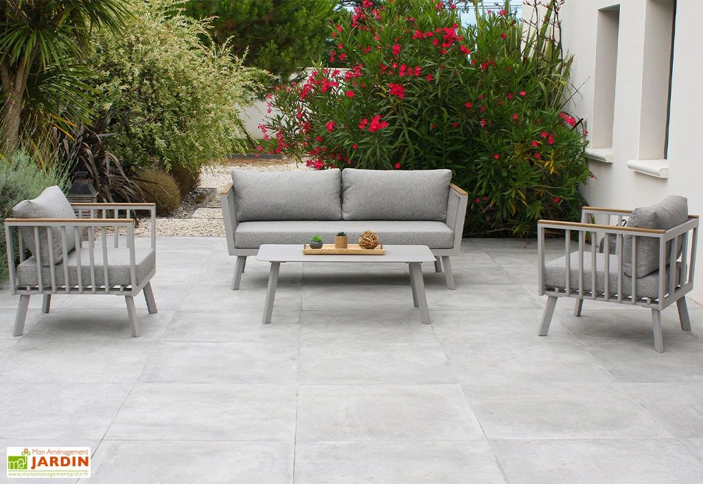 Salon De Jardin 5 Places En Aluminium Napoli Gris 2 Salon De Jardin 5 Places En Aluminium Napoli Gris – Image 2