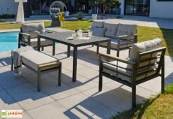 Salon De Jardin Haut 7 Places En Aluminium Cayenne Noir