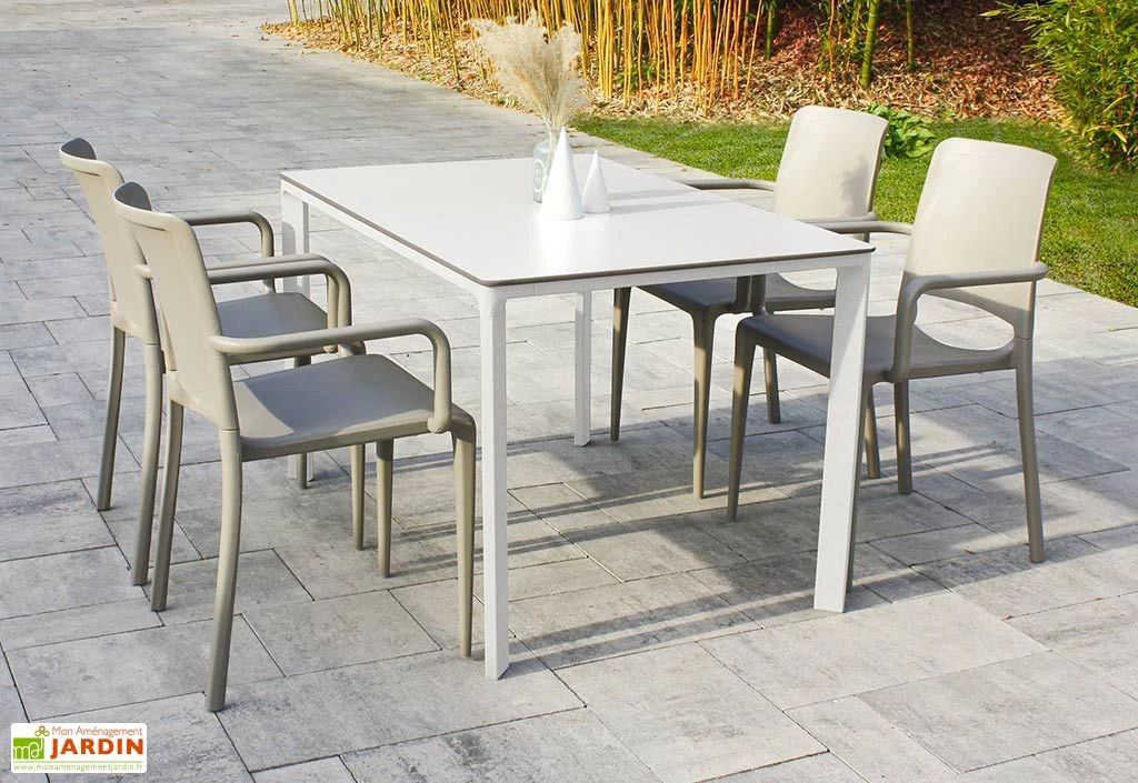 Salon De Jardin : 1 Table Aluminium 120 X 80 Cm + 4 Fauteuils – Hall 1 Salon De Jardin : 1 Table Aluminium 120 X 80 Cm + 4 Fauteuils – Hall