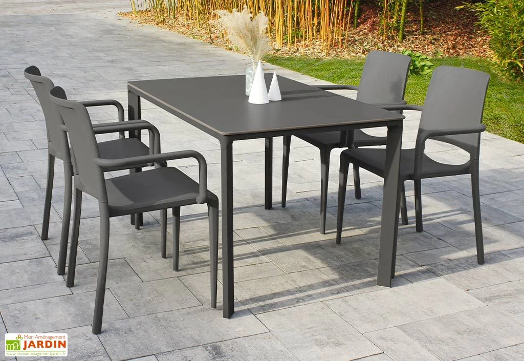 Salon De Jardin : 1 Table Aluminium 120 X 80 Cm + 4 Fauteuils – Hall 2 Salon De Jardin : 1 Table Aluminium 120 X 80 Cm + 4 Fauteuils – Hall – Image 2