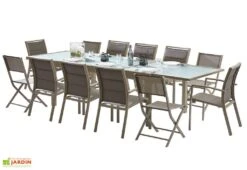 Salon De Jardin Modulo : Table à Rallonge + 8 Fauteuils + 4 Chaises