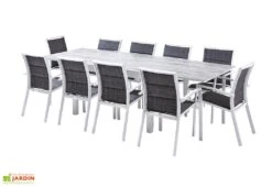Salon De Jardin Aluminium : Table Extensible 135/270 Cm + Fauteuils 8 Salon De Jardin Aluminium : Table Extensible 135/270 Cm + Fauteuils -Hevea Jardin Magasin salon jardin modulo wilsa aluminium verre decors bois 10fauteuils