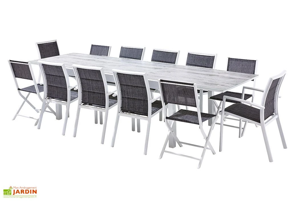 Salon De Jardin Aluminium : Table Extensible 200/320 Cm + Fauteuils 1 Salon De Jardin Aluminium : Table Extensible 200/320 Cm + Fauteuils