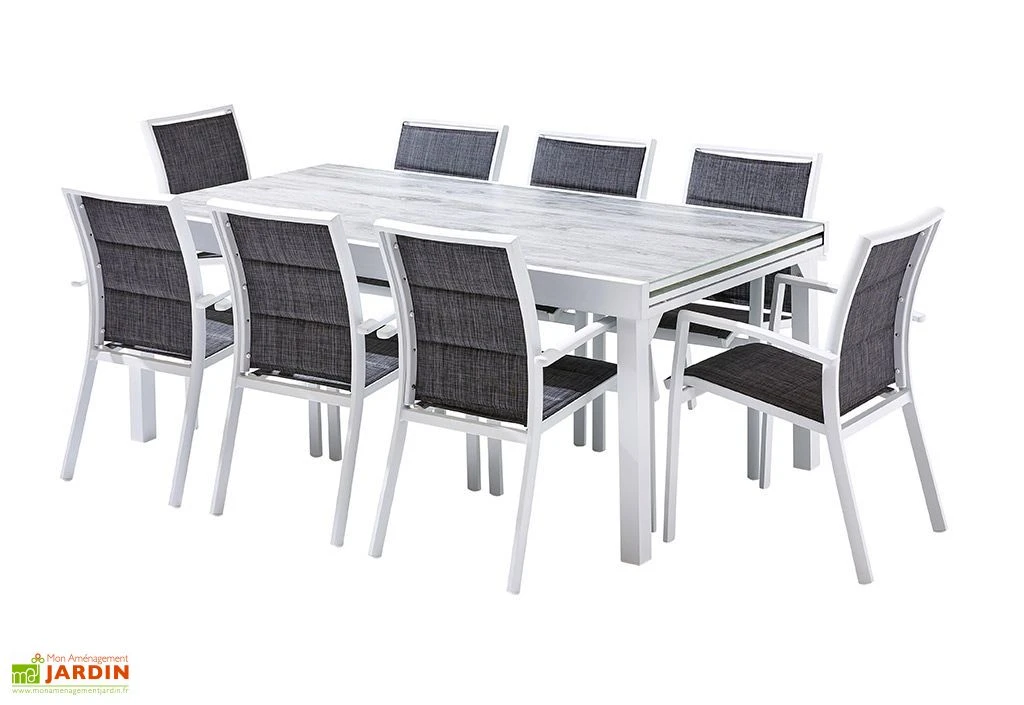 Salon De Jardin Aluminium : Table Extensible 200/320 Cm + Fauteuils 4 Salon De Jardin Aluminium : Table Extensible 200/320 Cm + Fauteuils – Image 4