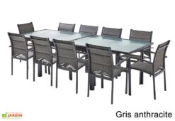 Salon De Jardin Modulo : Table Extensible + 10 Fauteuils -Hevea Jardin Magasin salon jardin modulo wilsa table extensible 10 fauteuils aluminium verre 4