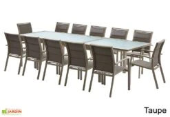 Salon De Jardin Modulo : Table Extensible + 12 Fauteuils -Hevea Jardin Magasin salon jardin modulo wilsa table extensible 12 fauteuils aluminium verre 3