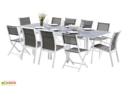 Salon De Jardin Modulo : Table Extensible + 6 Fauteuils + 4 Chaises