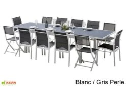 Salon De Jardin Modulo : Table à Rallonge + 8 Fauteuils + 4 Chaises -Hevea Jardin Magasin salon jardin modulo wilsa table extensible 8 fauteuils 4 chaises aluminium verre 2