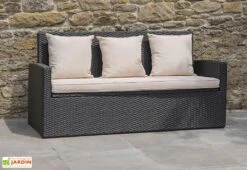 Salon De Jardin En Résine Tressée : 1 Canapé + 2 Fts + 1 Table Basse -Hevea Jardin Magasin salon jardin resine tressee canape fauteuils table basse 2