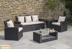 Salon De Jardin En Résine Tressée : 1 Canapé + 2 Fts + 1 Table Basse