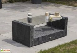 Salon De Jardin En Résine Tressée : 1 Canapé + 2 Fts + 1 Table Basse -Hevea Jardin Magasin salon jardin resine tressee canape fauteuils table basse 3