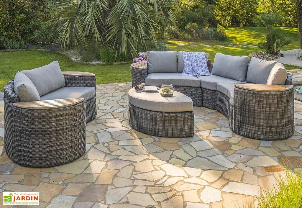 Salon De Jardin Rond En Aluminium Et Résine Tressée 8 Places - Nouméa 1 Salon De Jardin Rond En Aluminium Et Résine Tressée 8 Places - Nouméa