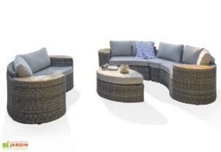 Salon De Jardin Rond En Aluminium Et Résine Tressée 8 Places - Nouméa 11 Salon De Jardin Rond En Aluminium Et Résine Tressée 8 Places - Nouméa -Hevea Jardin Magasin salon jardin rond 8 places resine aluminium gris noumea 4