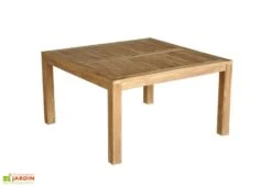 Salon De Jardin En Bois De Teck – 1 Table Carrée 140 Cm Et 8 Chaises -Hevea Jardin Magasin salon jardin teck brut carre 5