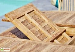 Salon De Jardin En Bois De Teck – 1 Table Ovale 240 Cm Et 8 Chaises -Hevea Jardin Magasin salon jardin teck brut ovale 3